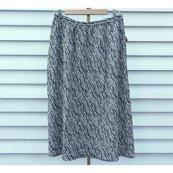 Vintage 90s Leslie Fay Zebra Print Stretch Waist Midi Skirt - Picture 6 of 6